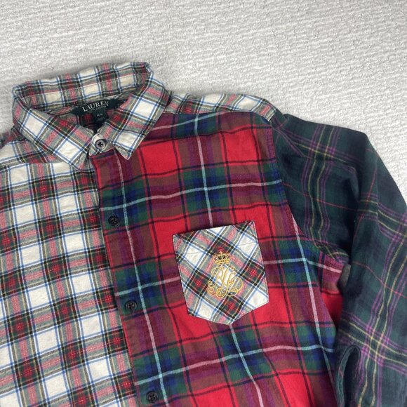Lauren Ralph Lauren Plaid Cotton Shirt Dress Check Sz M Multicolor Retro - Picture 2 of 16